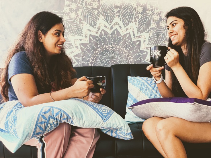 Oct'19: Fasting buddies | Rashmi (my roommate) and I relishing the Tea-time